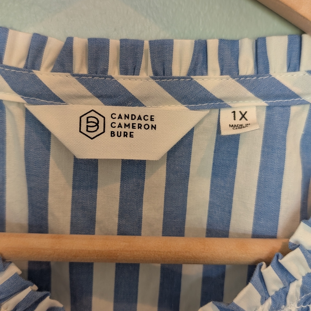 Candace Cameron Bure Blue and White Striped Top - Picture 4 of 6